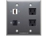 Placa Tapa HDMI 1.4 + RJ45 Cat5e + 2 Contactos Eléctricos en Aluminio